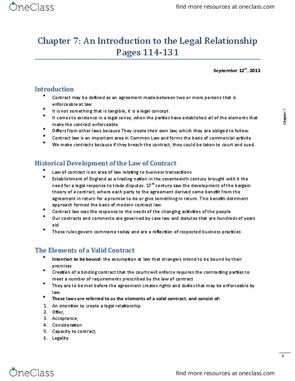 ADMS 2610 Chapter Notes - Chapter 7: Meeting Of The Minds, Electronic Business, The Possession thumbnail