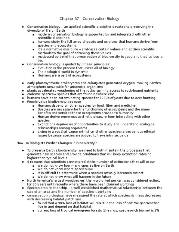 BIOL 1020 Lecture Notes - Conservation Biology, Species Richness, Introduced Species thumbnail