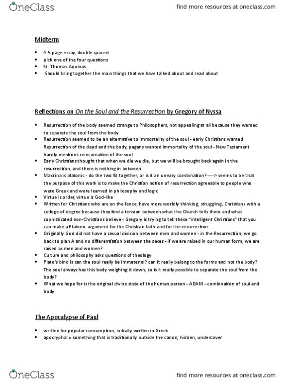 THEO 20205 Lecture Notes - Lecture 2: Early Christianity thumbnail