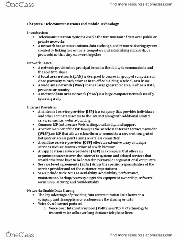 ADM 2372 Chapter Notes - Chapter 6: Local Area Network, Virtual Private Network, Application Service Provider thumbnail