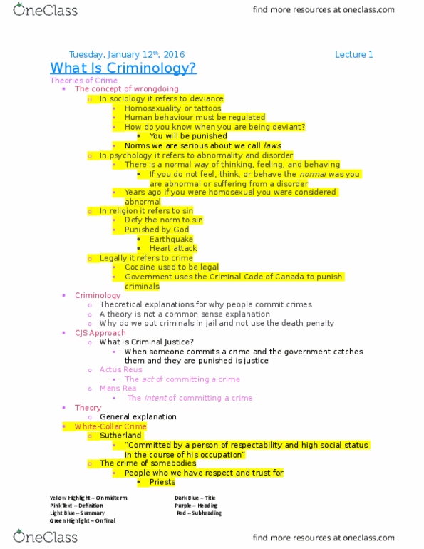 SOC 2070 Lecture Notes - Lecture 1: Actus Reus, Myocardial Infarction thumbnail