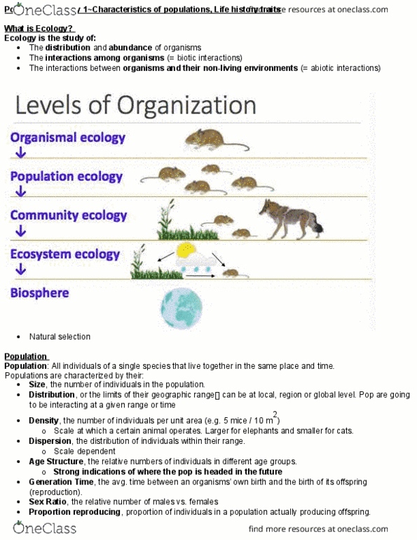 BIOA02H3 Lecture Notes - Lecture 4: Intraspecific Competition, Natural Selection thumbnail