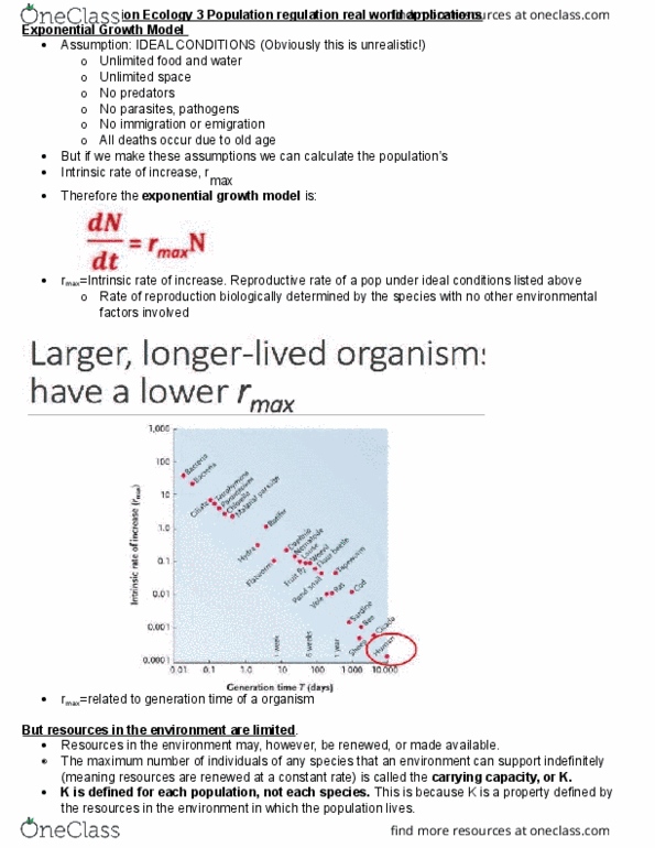 BIOA02H3 Lecture Notes - Lecture 6: Intraspecific Competition, Population Connection, Exponential Growth thumbnail