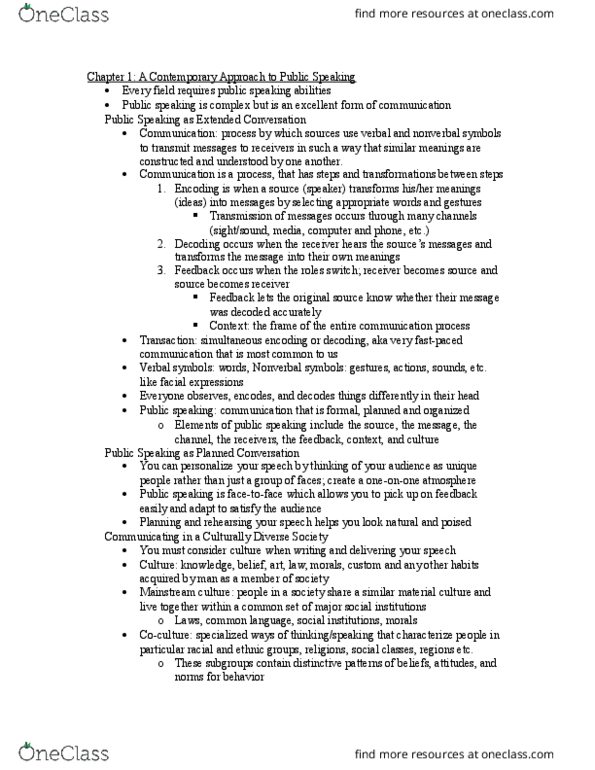 COMM 130 Chapter Notes - Chapter 1: Critical Thinking, Melting Pot thumbnail