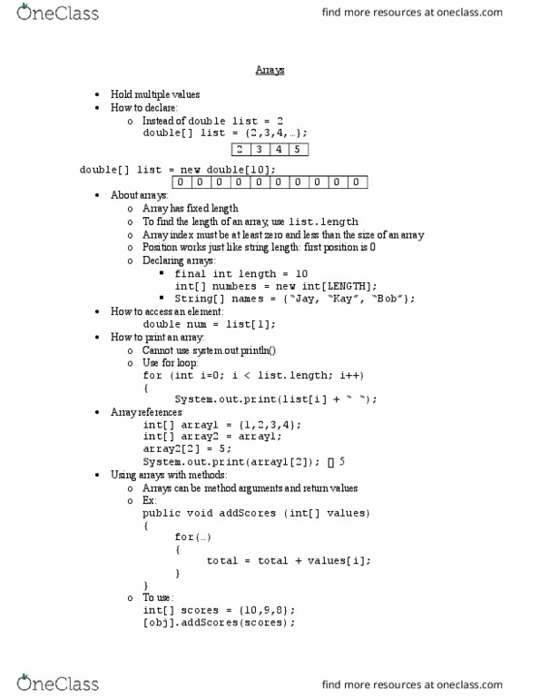 CECS 478 Lecture 15: Arrays thumbnail