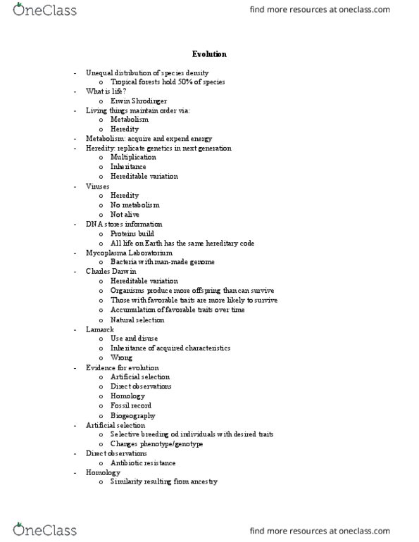 BSC 2011C Lecture Notes - Lecture 1: Mycoplasma Laboratorium, Antimicrobial Resistance, Selective Breeding thumbnail