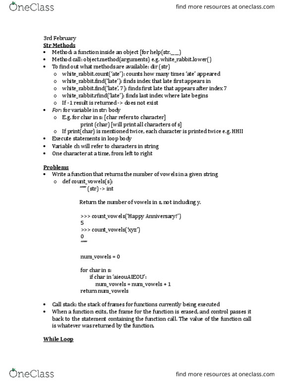 CSC108H1 Lecture Notes - Lecture 4: Call Stack thumbnail