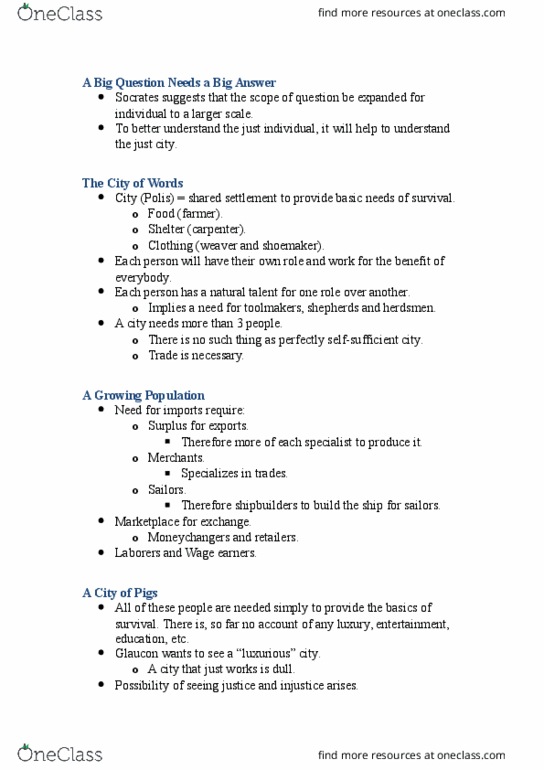 POLI 240 Lecture Notes - Lecture 7: Luxurious, Sophos, Glaucon thumbnail