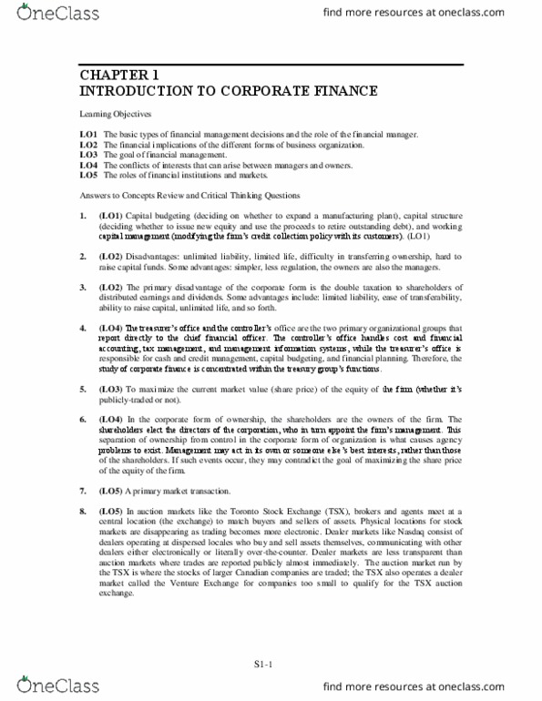 FIN 300 Chapter Notes - Chapter 1: Nasdaq, Money Market, Capital Structure thumbnail