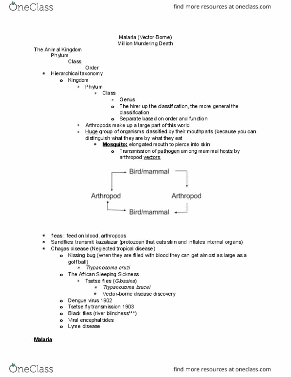 MICROBIO 140P Lecture Notes - Lecture 18: Sucks Blood, Lyme Disease, Sandfly thumbnail