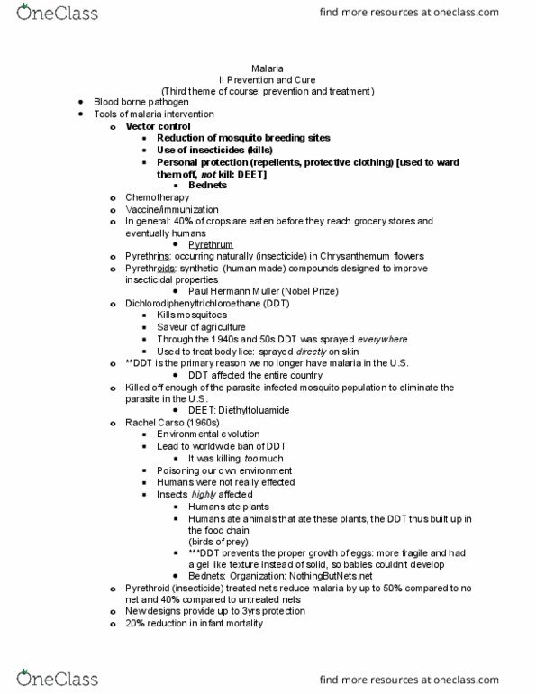 MICROBIO 140P Lecture Notes - Lecture 19: Outline Of Life Forms, Artemisinin, Proguanil thumbnail