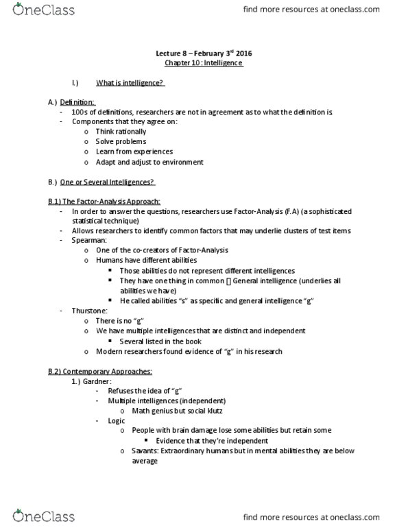 PSY 1102 Lecture Notes - Lecture 8: Functional Magnetic Resonance Imaging, Theory Of Multiple Intelligences, Predictive Validity thumbnail