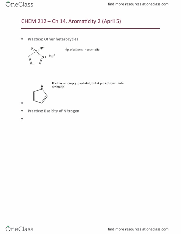 CHEM 212 Lecture Notes - Lecture 14: Anthracene, Purine, Aromaticity thumbnail