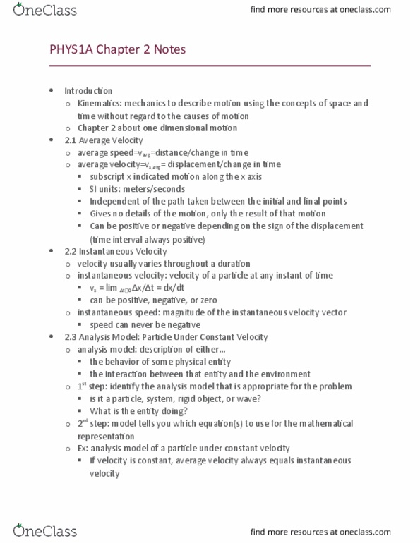 PHYS 1A Chapter Notes - Chapter 2: International System Of Units thumbnail