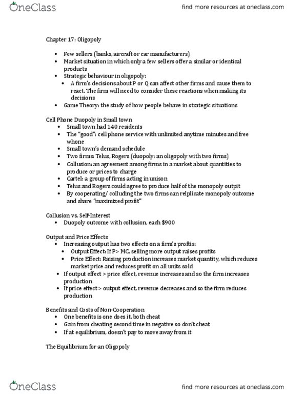 ECON 1000 Lecture Notes - Lecture 19: Strategic Dominance, Nash Equilibrium, Demand Curve thumbnail