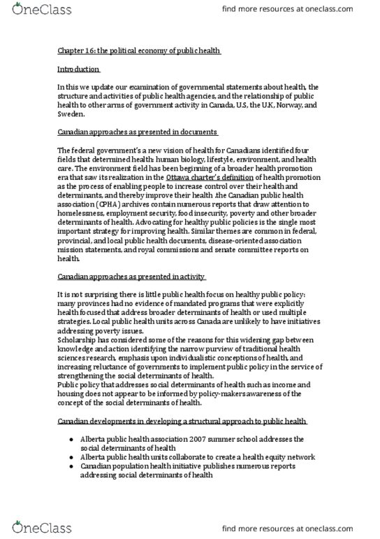 HLST 1010 Lecture Notes - Lecture 16: John D. And Catherine T. Macarthur Foundation, Interior Health, Black Report thumbnail