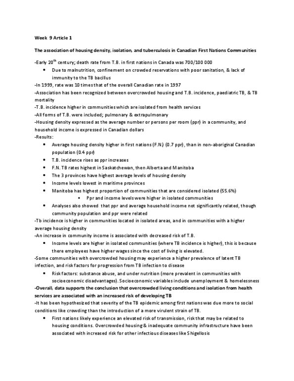 ANTC61H3 Chapter Notes -Mycobacterium Tuberculosis, First Nations, Basic Reproduction Number thumbnail