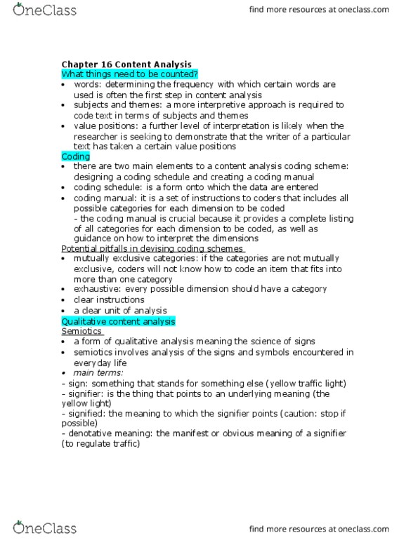 GGR277H5 Chapter Notes - Chapter 16: Ethnomethodology, Verstehen, Content Analysis thumbnail
