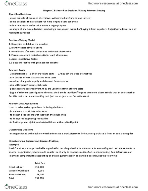 ACC 406 Chapter Notes - Chapter 13: Apple Pie, Income Statement, Longrun thumbnail