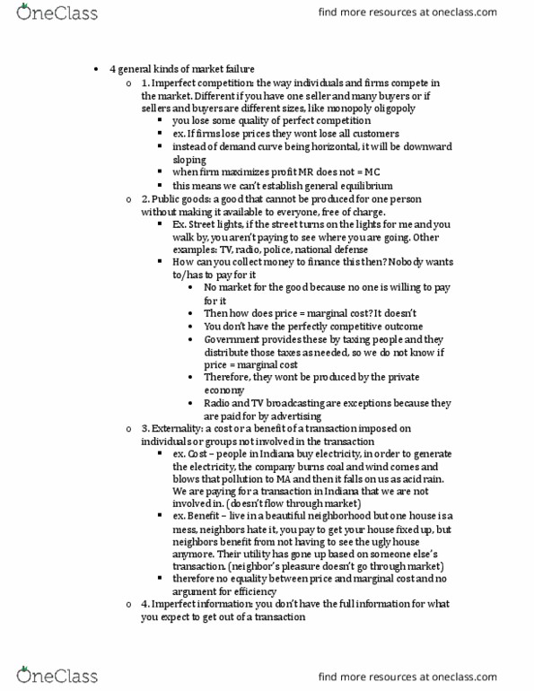 ECON 203 Lecture Notes - Lecture 22: Perfect Competition, Imperfect Competition, Oligopoly thumbnail