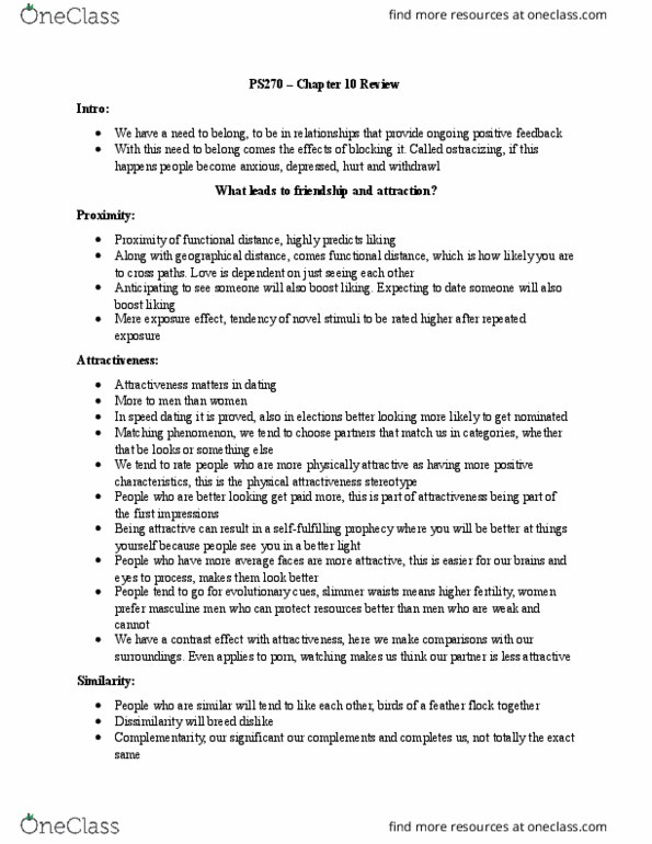 PS270 Lecture Notes - Lecture 10: Speed Dating thumbnail