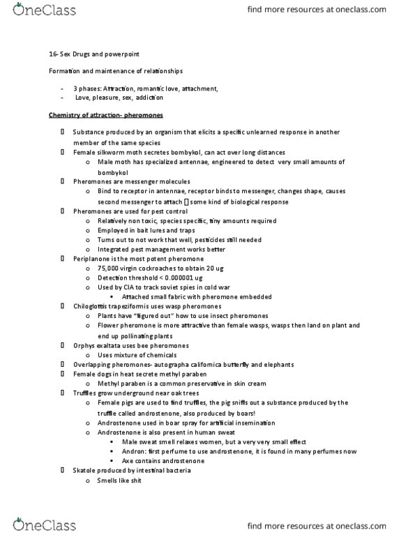 BPS 1101 Lecture Notes - Lecture 16: Capsaicin, Skatole, Bombyx Mori thumbnail