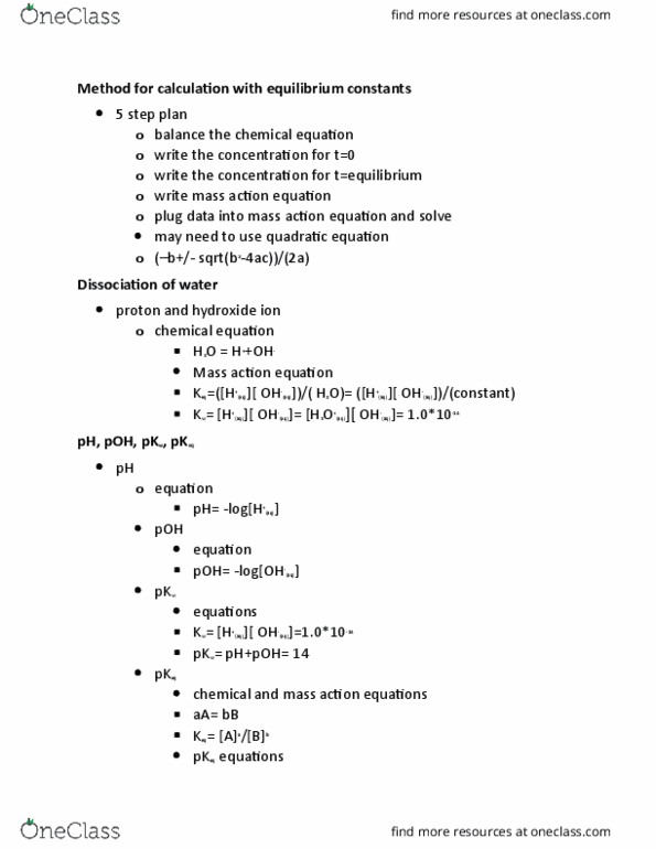 CHEM104 Lecture Notes - Lecture 15: Chemical Equation, Weak Base, Conjugate Acid thumbnail
