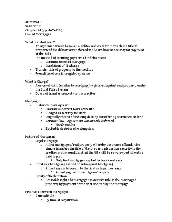 ADMS 2610 Lecture Notes - Fee Simple, Fide, Public Auction thumbnail