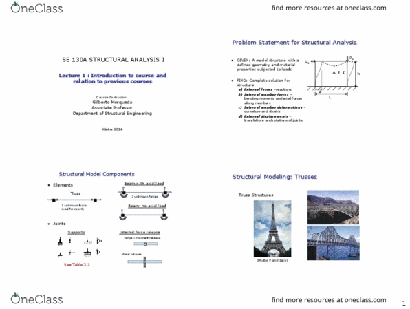 SE 201A Lecture Notes - Lecture 1: Modulus Guitars, Energy Principles In Structural Mechanics, Kinematics thumbnail
