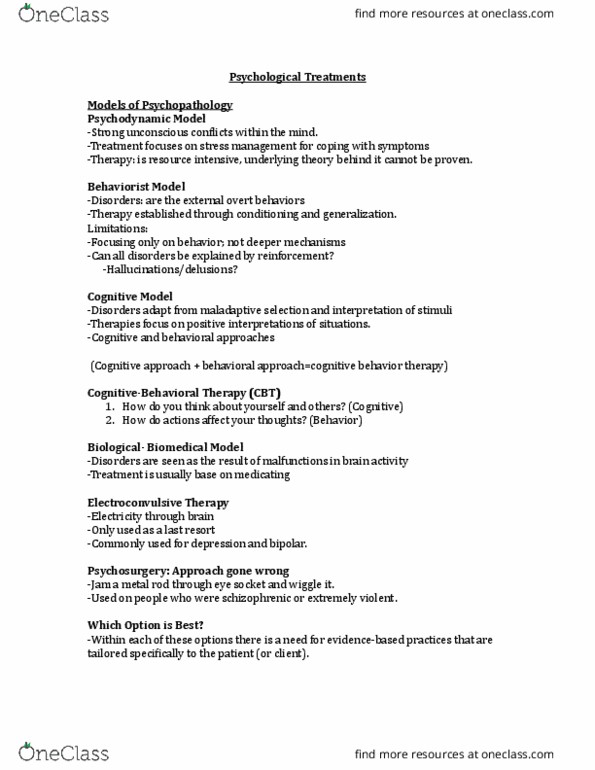 PSYCH 1XX3 Lecture Notes - Lecture 12: Stress Management, Electroconvulsive Therapy, Psychosurgery thumbnail