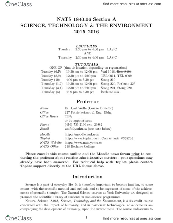 NATS 1840 Lecture Notes - Lecture 1: Long Term Ecological Research Network, Funeral Director, Bethune College thumbnail