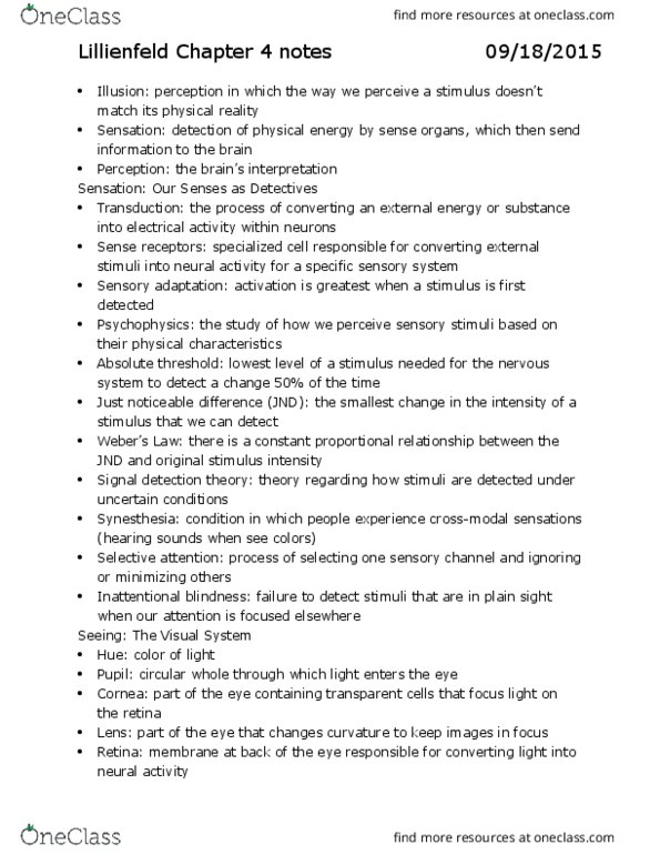 PSYCH 112 Chapter Notes - Chapter 4: Opponent Process, Parallel Computing, Absolute Threshold thumbnail