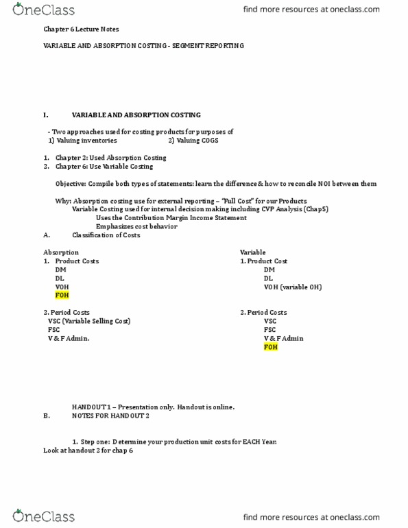 ACCT208 Lecture Notes - Lecture 6: Income Statement, Fixed Cost thumbnail