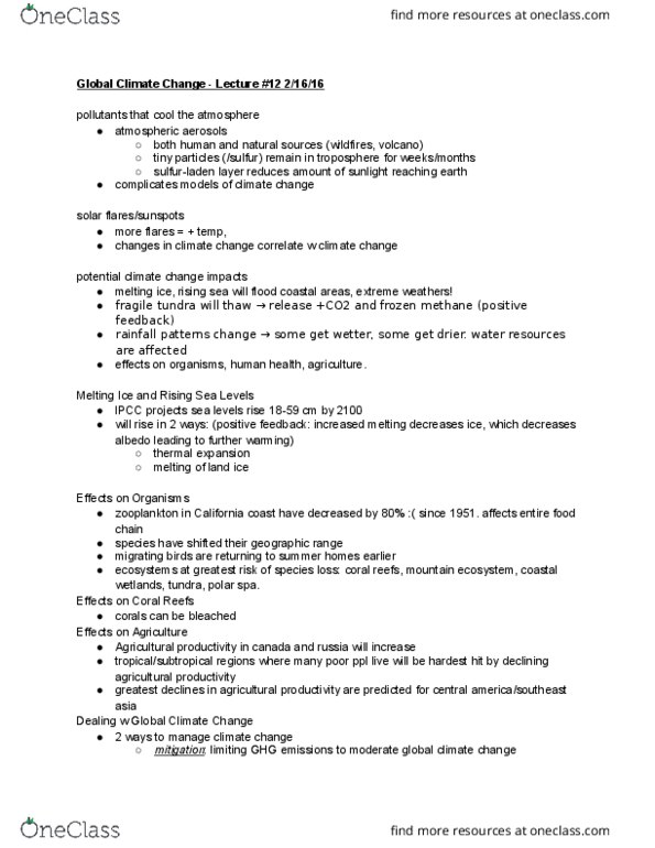 ENSC 002 Lecture Notes - Lecture 10: Thermal Expansion, Climate Change Mitigation, Climate Change Adaptation thumbnail