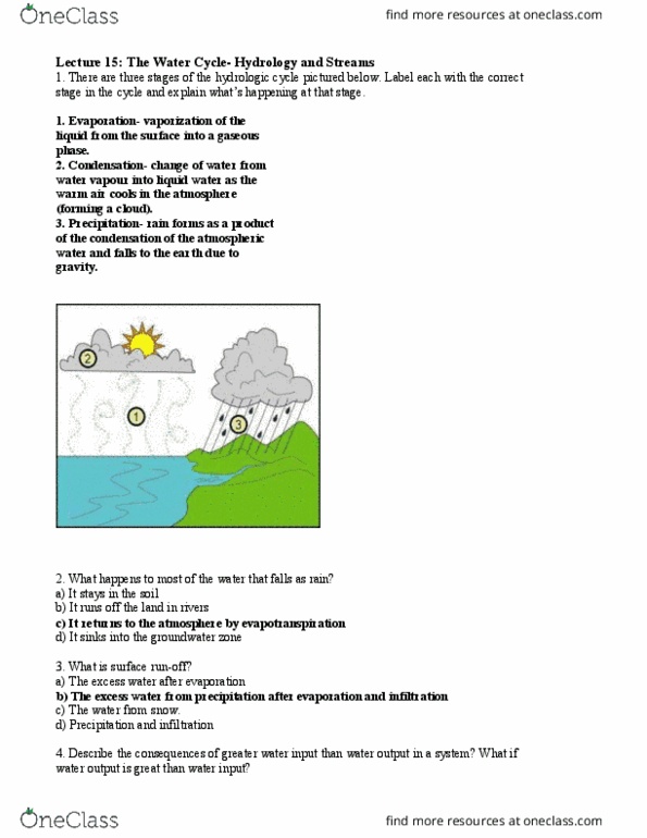 GEO 1111 Lecture Notes - Lecture 15: Evapotranspiration, Sediment Transport, Water Cycle thumbnail