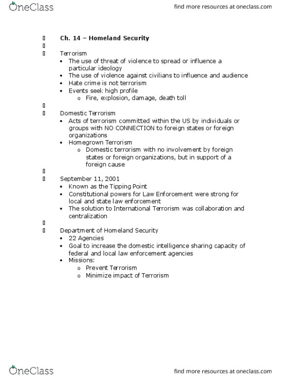 CRIM 100 Lecture Notes - Lecture 7: Hate Crime, Terrorism Acts thumbnail