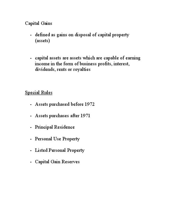 ADMS 3520 Chapter Notes -Capital Gains Tax thumbnail