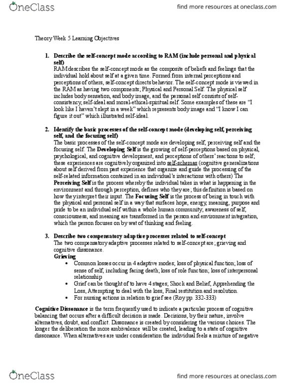 NSE11 Lecture Notes - Lecture 5: Cognitive Dissonance, Interpersonal Relationship, Nursing Diagnosis thumbnail