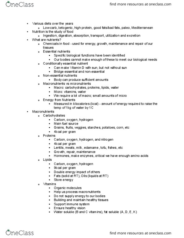 NUTR 200 Lecture Notes - Lecture 1: Edamame, Nutrient, Vitamin C thumbnail