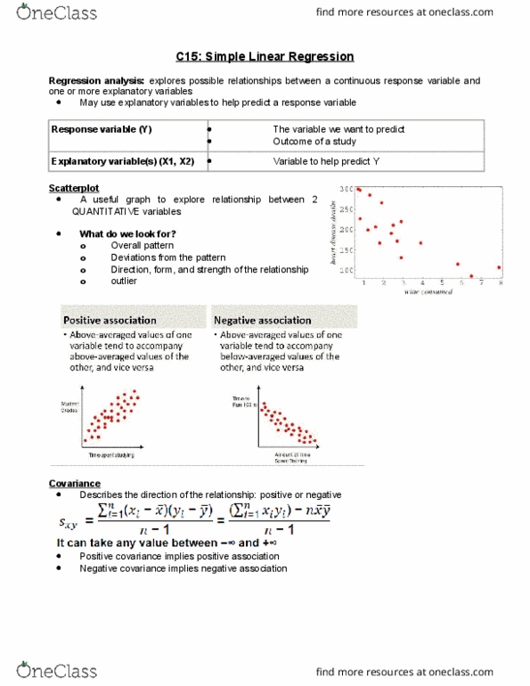 STAT211 Chapter Notes - Chapter 15: Dependent And Independent Variables, Regression Analysis, Observational Error thumbnail