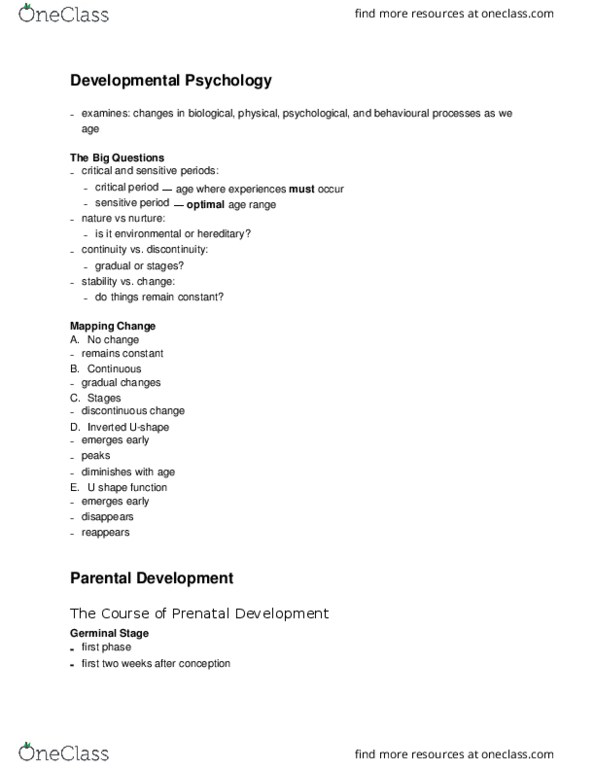 PS102 Lecture Notes - Lecture 11: Fetal Alcohol Spectrum Disorder, Prenatal Development, Congenital Heart Defect thumbnail