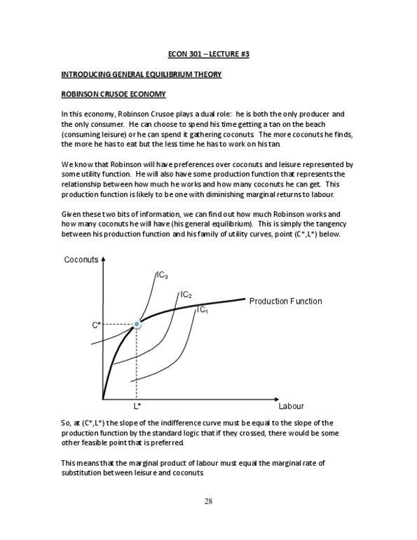 ECON301 Lecture Notes - Lecture 3: General Equilibrium Theory, Profit Maximization, Production Function thumbnail