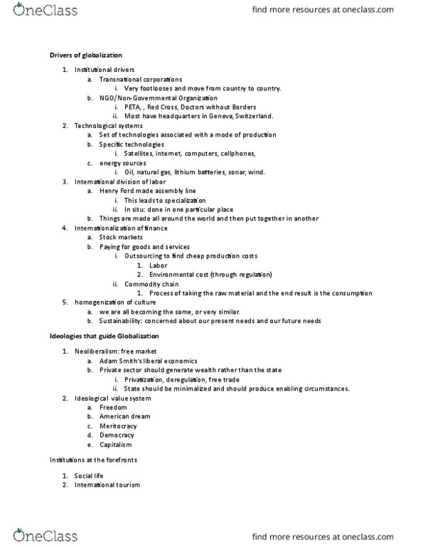 GEO 101 Lecture Notes - Lecture 2: Outsourcing, Neoliberalism, Meritocracy thumbnail