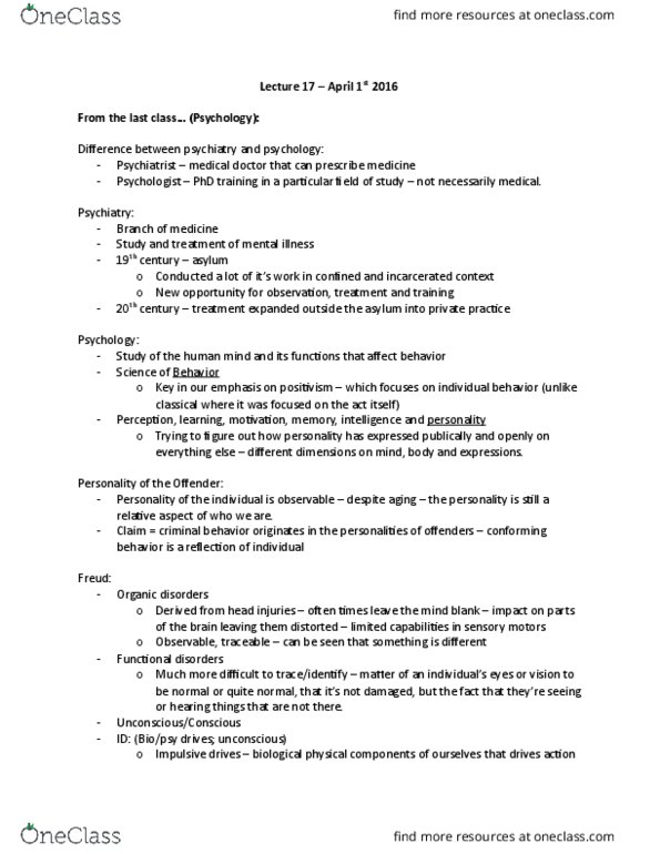 CRM 1300 Lecture Notes - Lecture 14: Biopsy, Positivism, Organism thumbnail