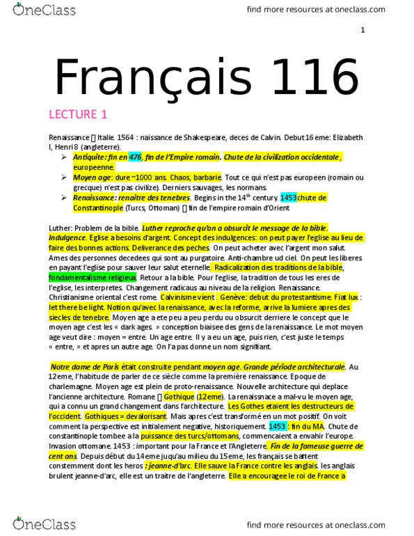 FRNCH 116 Lecture Notes - Lecture 99: Parlement, University Of Paris, Ignatius Of Loyola thumbnail