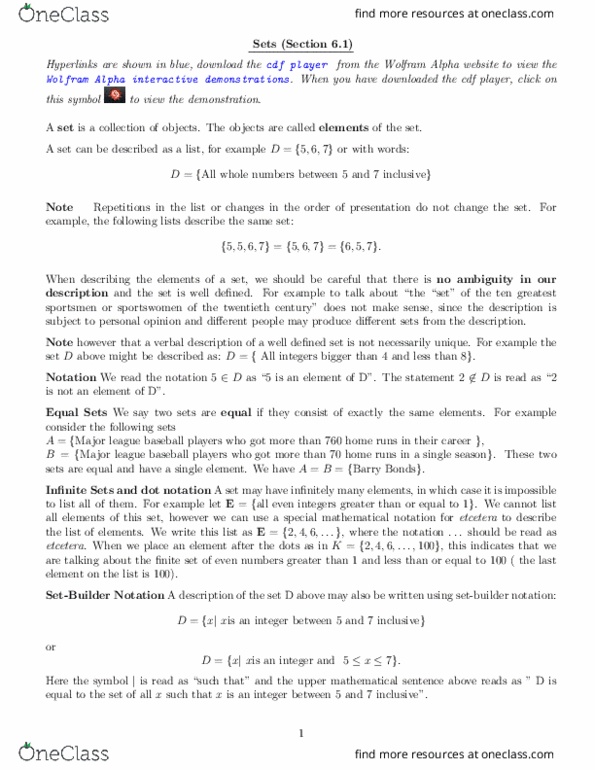 MATH10120 Lecture Notes - Lecture 1: Wolfram Alpha, Mathematical Notation, Subset thumbnail