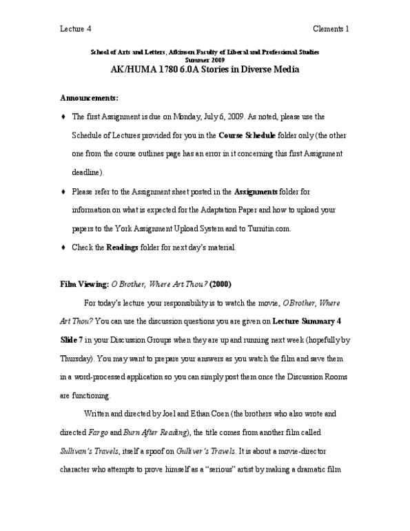 HUMA 1780 Lecture Notes - Coen Brothers, Burn After Reading, Jonathan Swift thumbnail