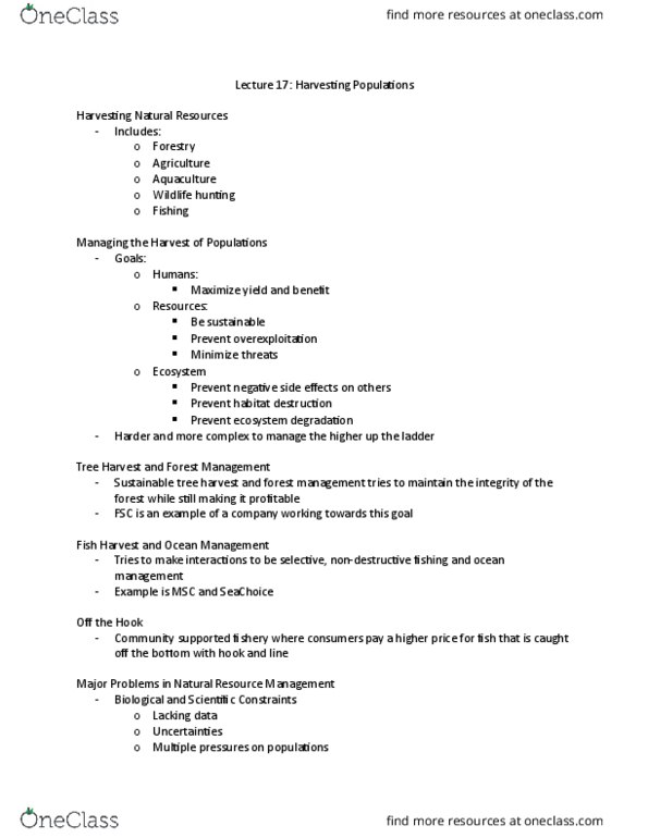 BIOL 2060 Lecture Notes - Lecture 17: Seachoice, Habitat Destruction, Nondestructive Testing thumbnail