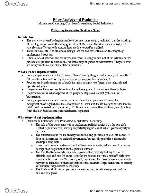 PO345 Lecture Notes - Lecture 5: Program Evaluation, Communication Problems, Rationality thumbnail