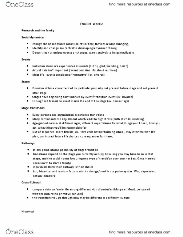 FRHD 1020 Lecture Notes - Lecture 7: Margaret Mead, Social Dynamics, Norm (Social) thumbnail